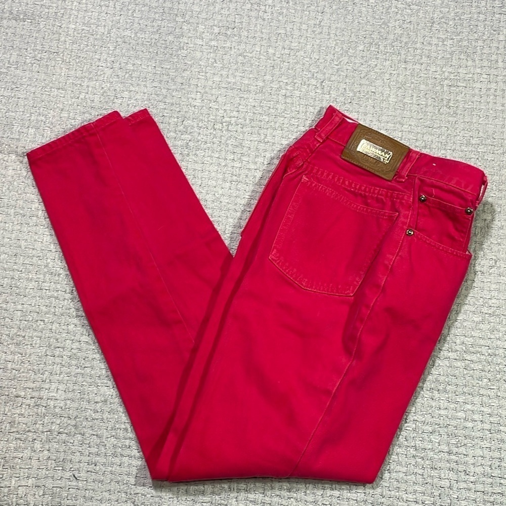 Vintage Lawman Distressed High rise Button Fly Pink Denim Western Jeans Size 5